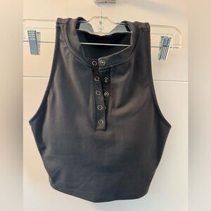 P'tula Black Snap-Front Cropped Tank